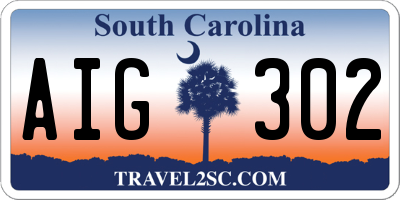 SC license plate AIG302