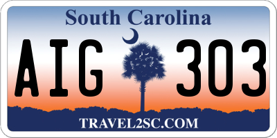 SC license plate AIG303