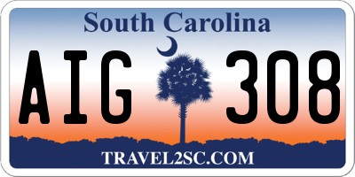 SC license plate AIG308