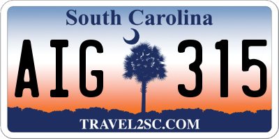 SC license plate AIG315