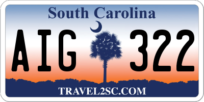 SC license plate AIG322