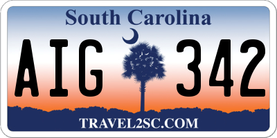 SC license plate AIG342