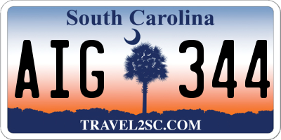 SC license plate AIG344