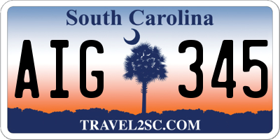 SC license plate AIG345