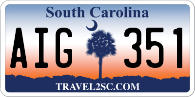 SC license plate AIG351