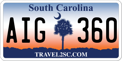 SC license plate AIG360