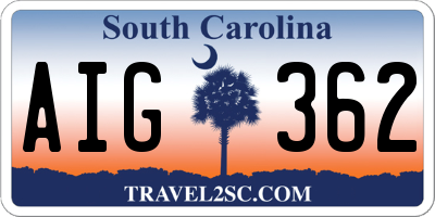 SC license plate AIG362