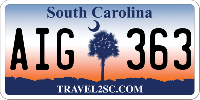 SC license plate AIG363