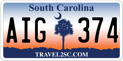 SC license plate AIG374