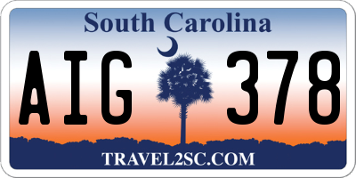 SC license plate AIG378