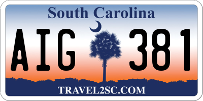 SC license plate AIG381