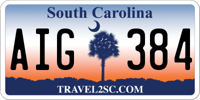SC license plate AIG384