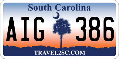 SC license plate AIG386