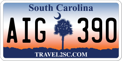 SC license plate AIG390