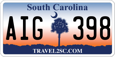 SC license plate AIG398