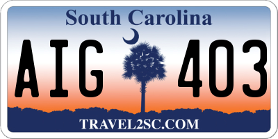SC license plate AIG403