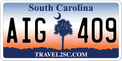 SC license plate AIG409