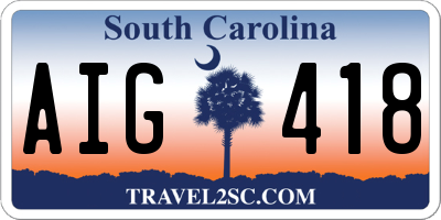 SC license plate AIG418