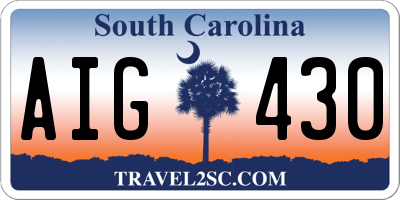 SC license plate AIG430