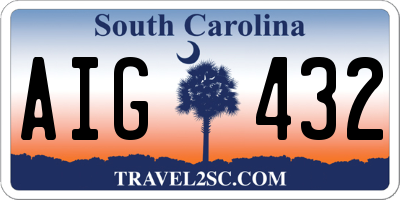 SC license plate AIG432