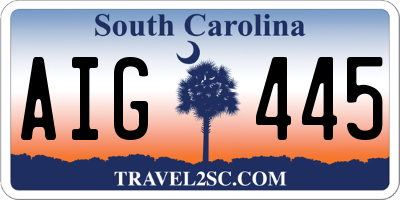 SC license plate AIG445