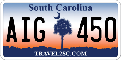 SC license plate AIG450