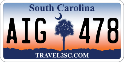 SC license plate AIG478