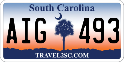 SC license plate AIG493