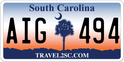 SC license plate AIG494