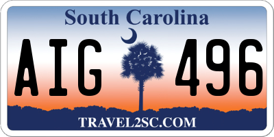 SC license plate AIG496