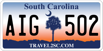 SC license plate AIG502