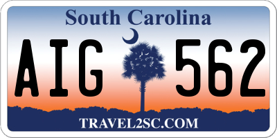 SC license plate AIG562