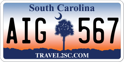 SC license plate AIG567