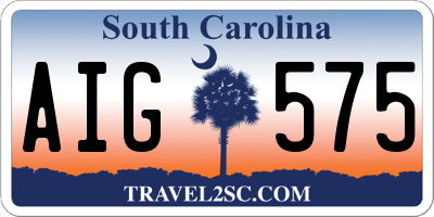SC license plate AIG575