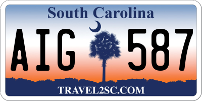 SC license plate AIG587