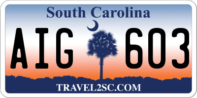 SC license plate AIG603