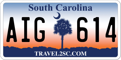 SC license plate AIG614