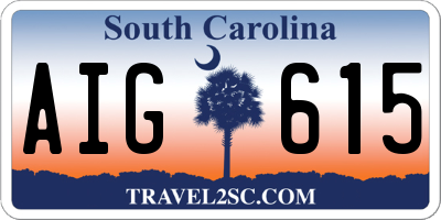 SC license plate AIG615