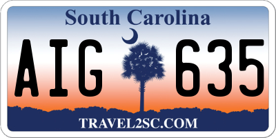 SC license plate AIG635
