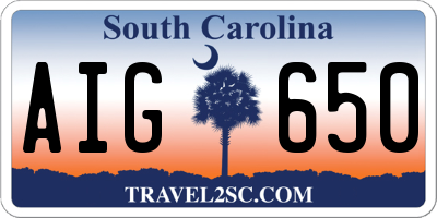 SC license plate AIG650
