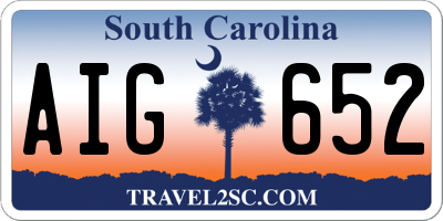 SC license plate AIG652
