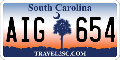 SC license plate AIG654