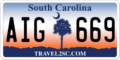 SC license plate AIG669