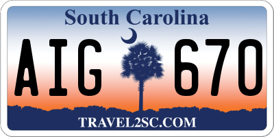 SC license plate AIG670