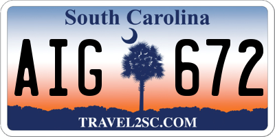 SC license plate AIG672