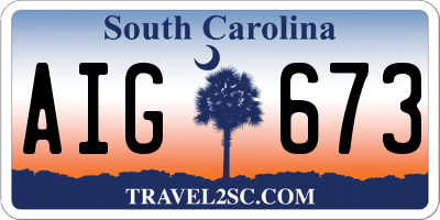 SC license plate AIG673