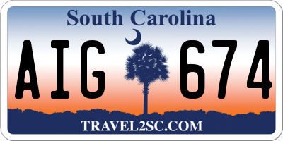 SC license plate AIG674
