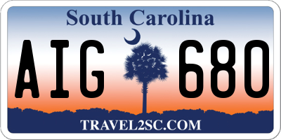 SC license plate AIG680