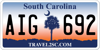 SC license plate AIG692