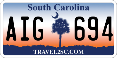 SC license plate AIG694